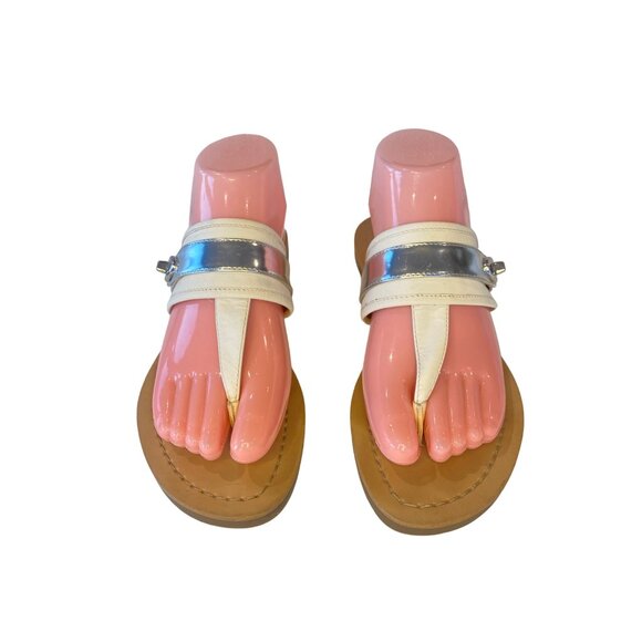 Coach Women's 7 Eileen Turn lock Slide Sandals Ivory/Silver Buckle EU 37 - Picture 13 of 13